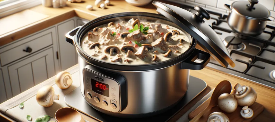 Schnellkochtopf Rahmgeschnetzeltes mit Pilzen